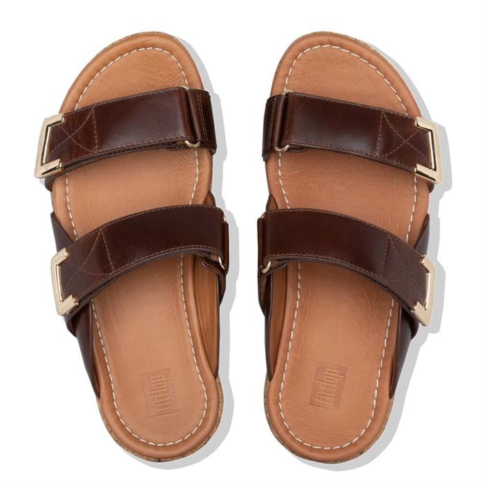 FITFLOP Bruin leder velcro slipper