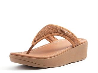 FITFLOP Cognac raffia teenslipper