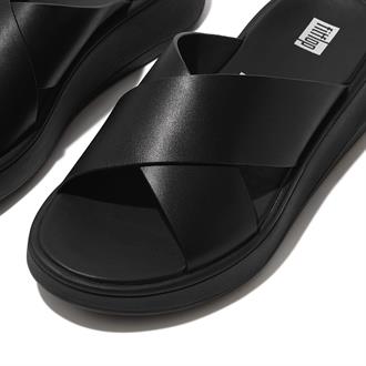 FITFLOP Zwart leder kruisband slipper