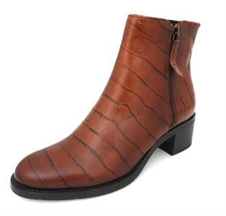 HUSH PUPPIES Cognac croco enkellaarsje rits