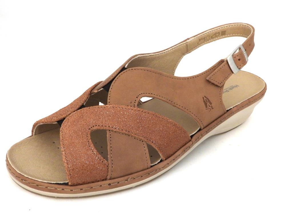 Om te mediteren Direct komen HUSH PUPPIES Cognac sandaal steunzool