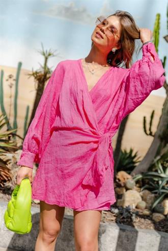 LES JUMELLES Lizzie knot dress linen