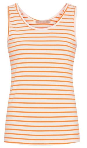 MARTA Gestreepte top wit/oranje