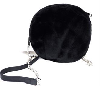 OBJECT Black faux fur round bag