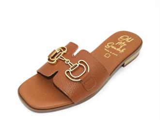 OHMYSANDALS Cognac slipper bitje