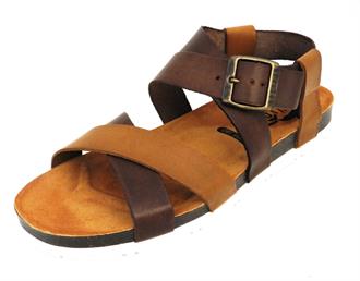 PLAKTON Cognac kruisband sandaal