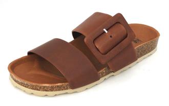 VERBENAS Bruin 2 band gesp slipper