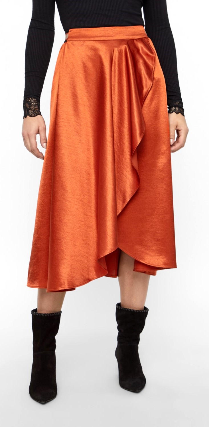 satin wrap skirt long